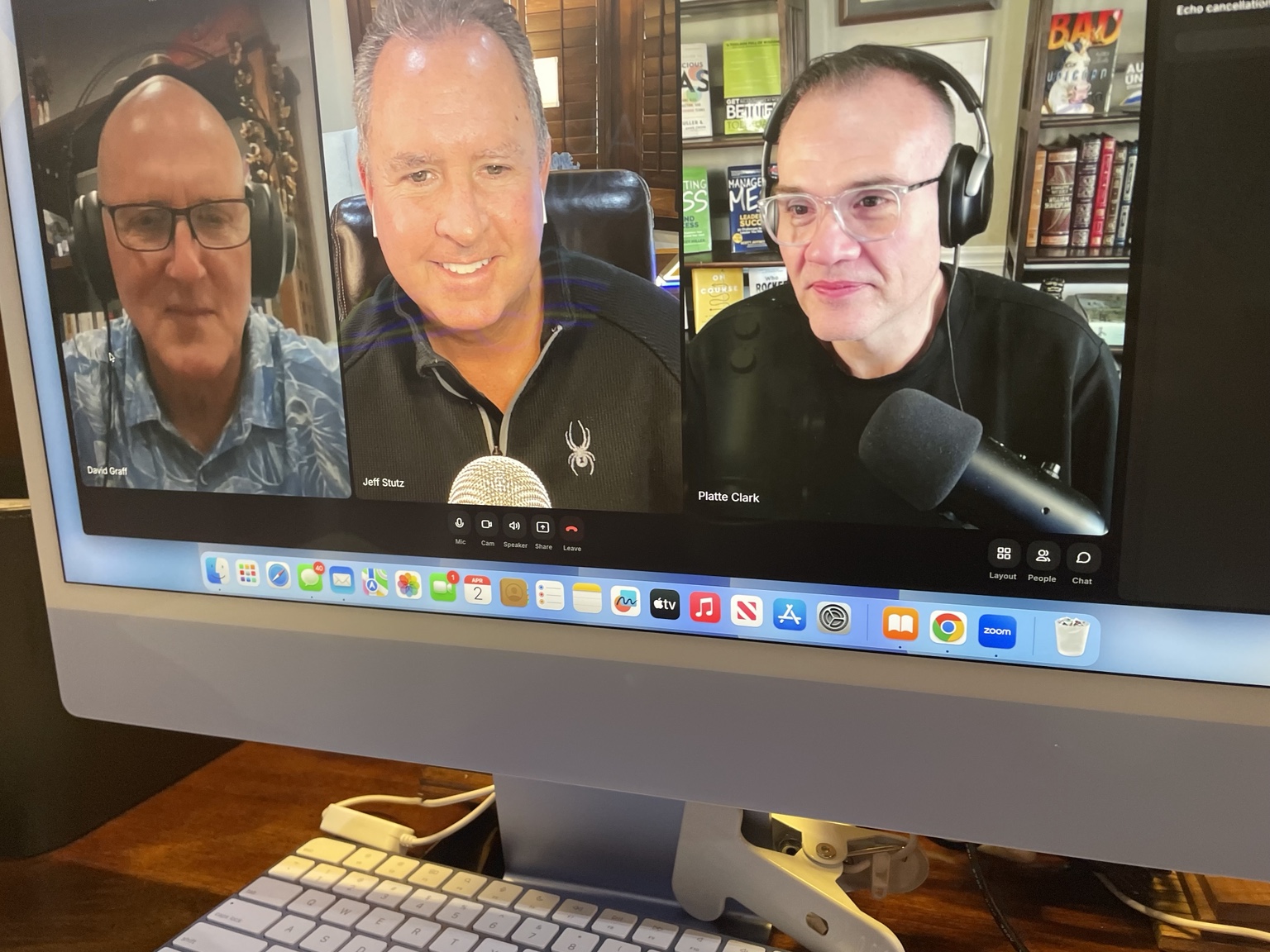 Jeff recording a conversation with David Graff and Platte Clark